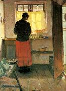 Anna Ancher pigen i kokkenet oil